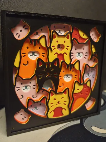 Letrero o emblema decorativo: Colourful cat 3d layered design — vista de referencia 2