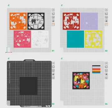 Letrero o emblema decorativo: Colourful cat 3d layered design — vista de referencia 4