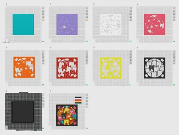 Letrero o emblema decorativo: Colourful cat 3d layered design — vista de referencia 3