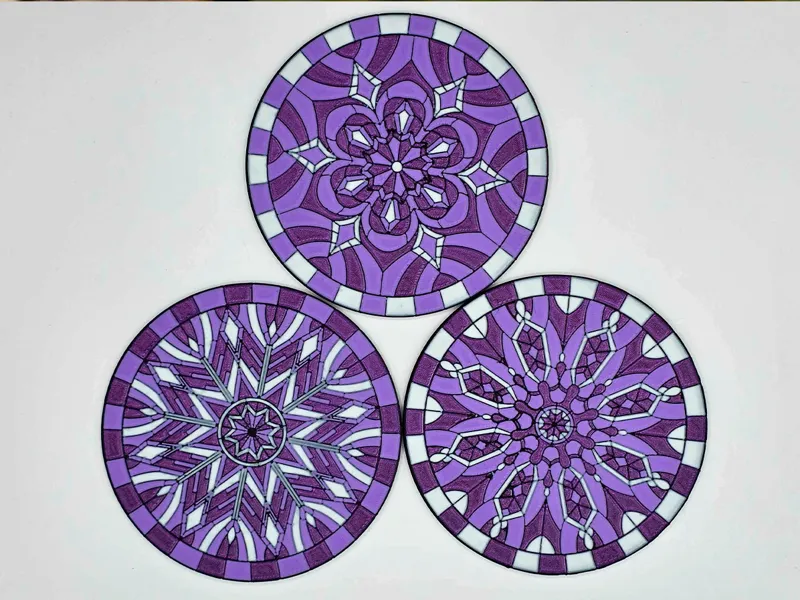 Updated Intricate Stained Glass Coaster Set