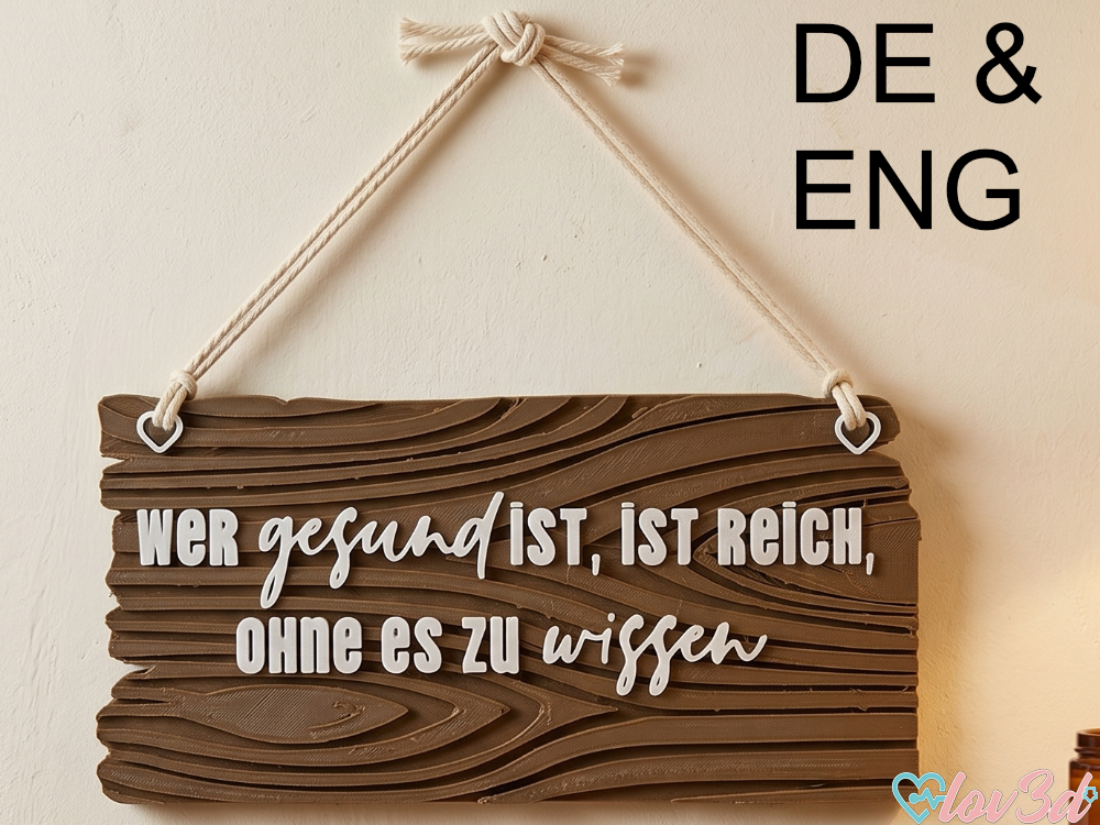 Rustic Faux-Wood Health Quote Wall Sign