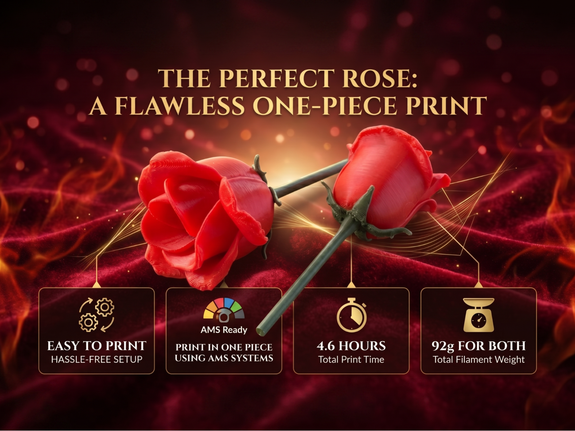 Red Roses Print in Place 2 AMS Colors 
