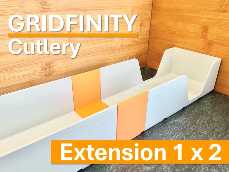 1x2 Erweiterung für Gridfinity Besteck Organizer
