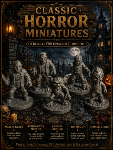 Figura decorativa: Classic Horror Miniatures – 5 Characters — vista de referencia 2
