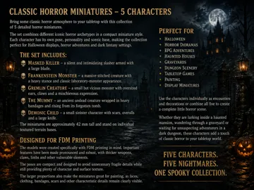 Figura decorativa: Classic Horror Miniatures – 5 Characters — vista de referencia 4