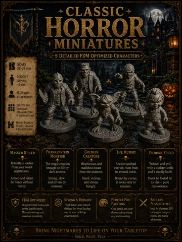 Figura decorativa: Classic Horror Miniatures – 5 Characters — vista de referencia 3