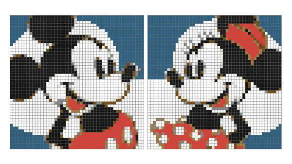 Puzzle pixel art Mickey et Minnie