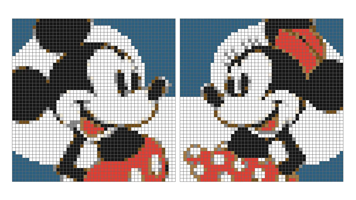 Puzzle pixel art Mickey et Minnie