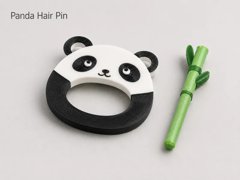 Prendedor de cabelo estilo panda e Bambu