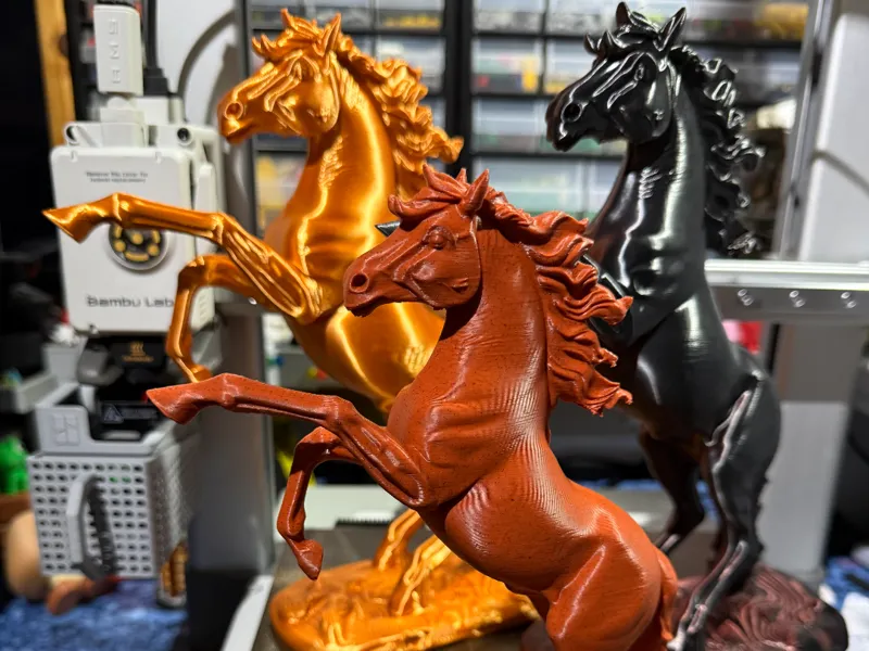 Rearing Horse Statue / Sculpture Plain & Silk.
