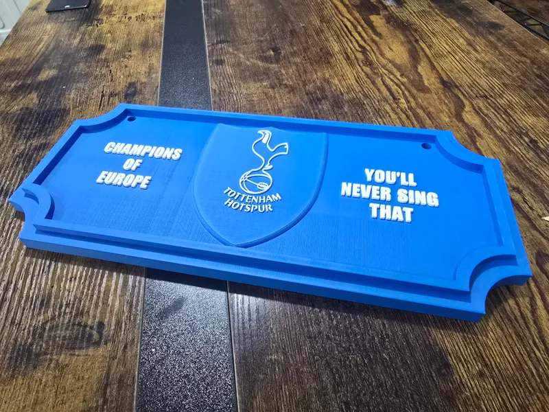 Tottenham HotSpurs champions of europe plaque