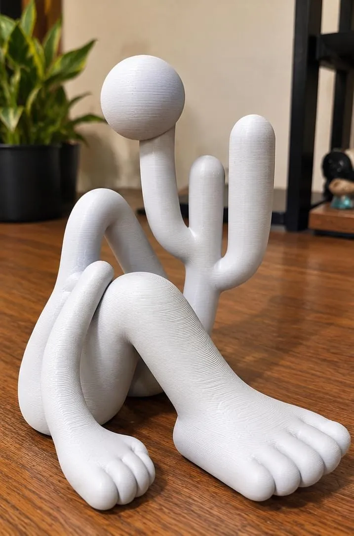 Abstract Sitting Cactus Sculpture Monocolor - Free 3D Print Model ...
