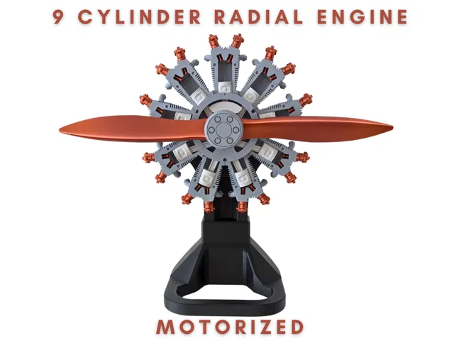 motorized 9 cylinder radial engine