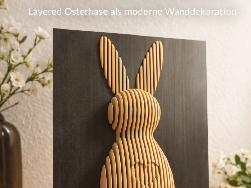 Layered Easter Bunny Wall Art –Modern 3D Printed 