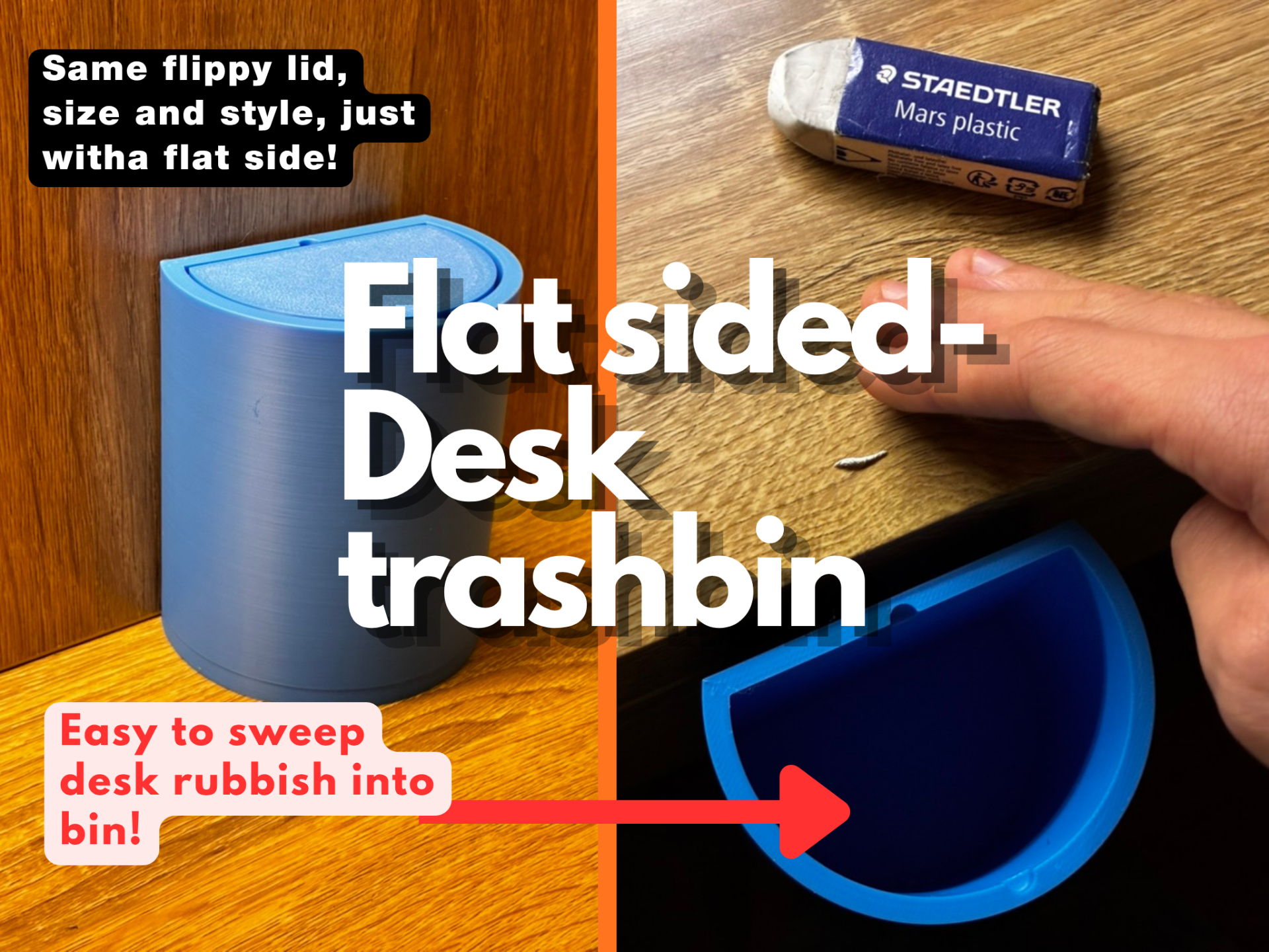 Flat-Sided Minimalistic Desk Trashbin