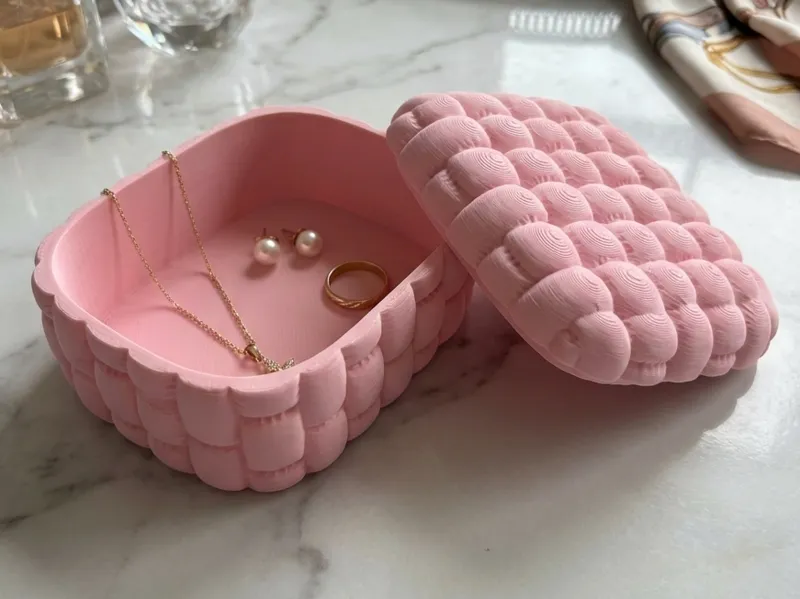 Quilted Pink Jewelry Box - Aesthetic Vanity Decor