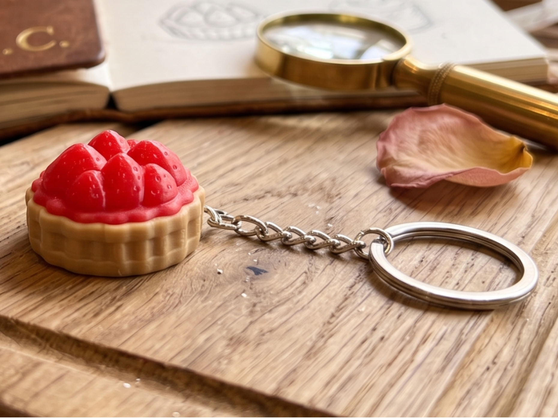 Kawaii Strawberry Tart Keychain