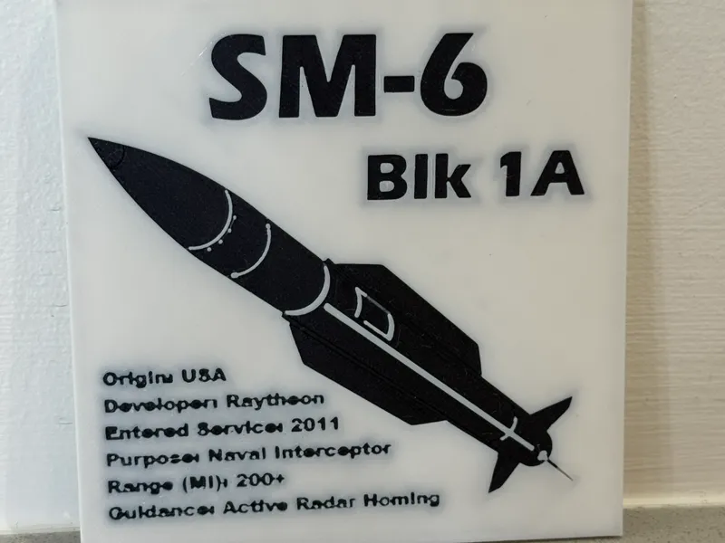 SM-6 Blk IA Missile Plaque