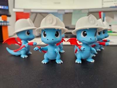 cute little dragon as a fireman