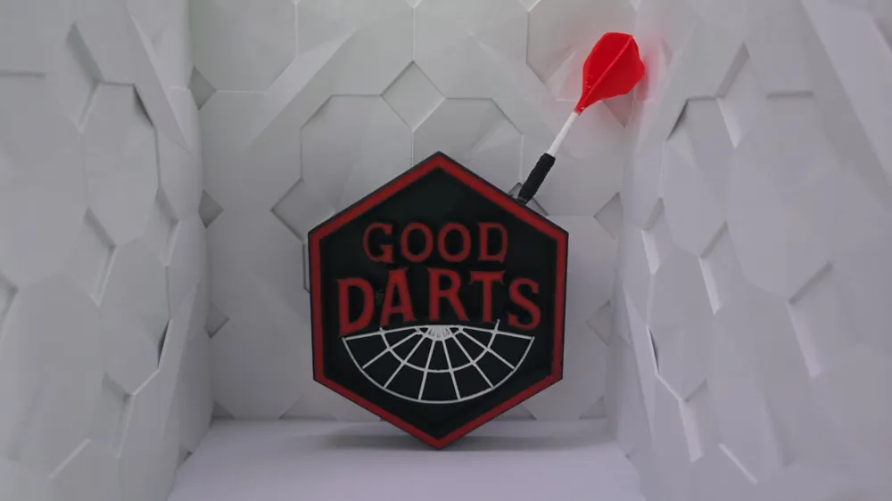 GOOD DARTS Sign with Arrow - Free 3D Print Model - MakerWorld