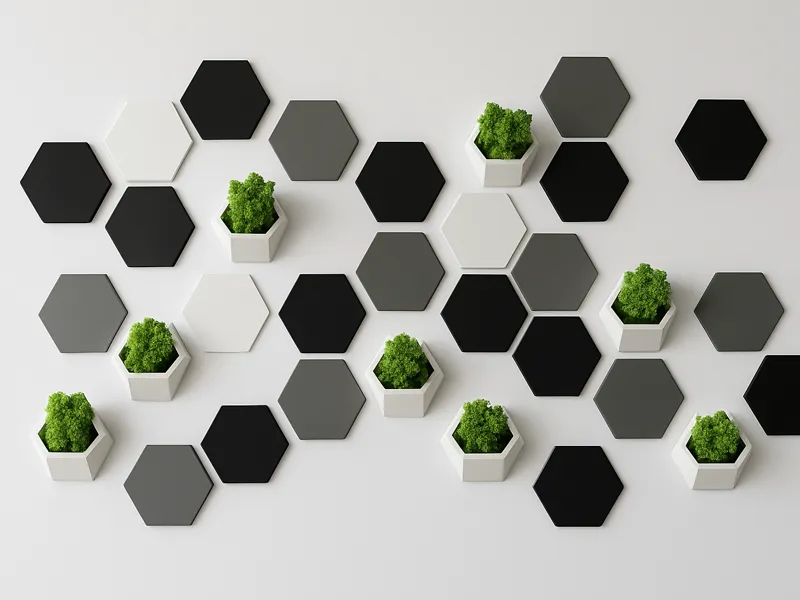 3D Hexagonal Wall Decor with Moss