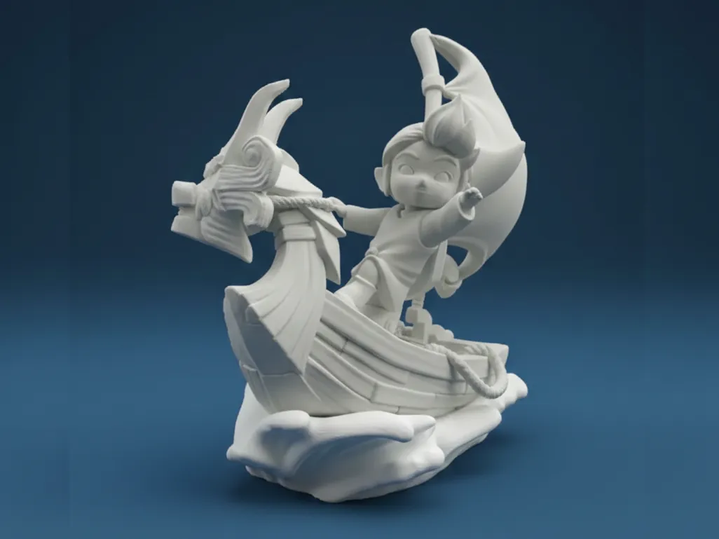 Link sur la Barque du Roi Dragon Rouge, Zelda