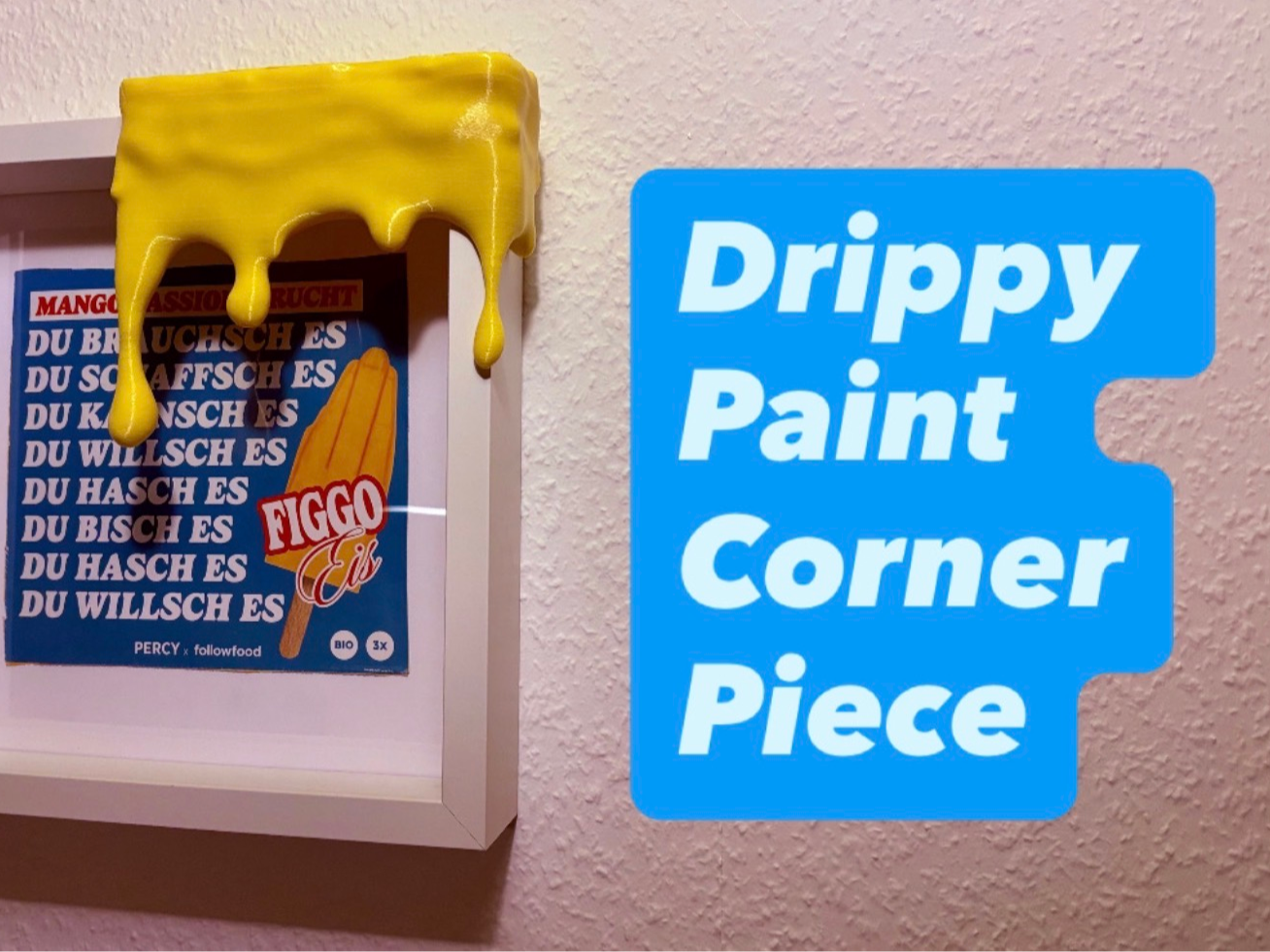 Drippy paint corner piece for cabinets and frames