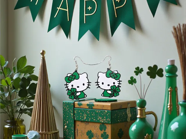 Hello Kitty St. Patrick day earrings
