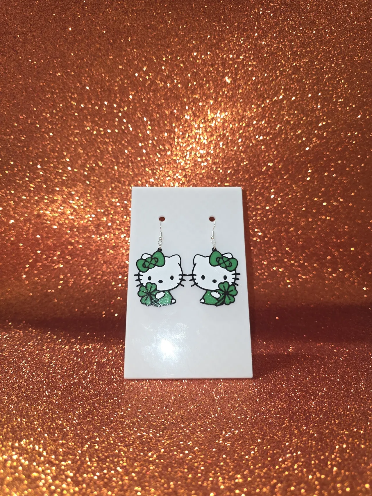 Hello Kitty St. Patrick day earrings view 2