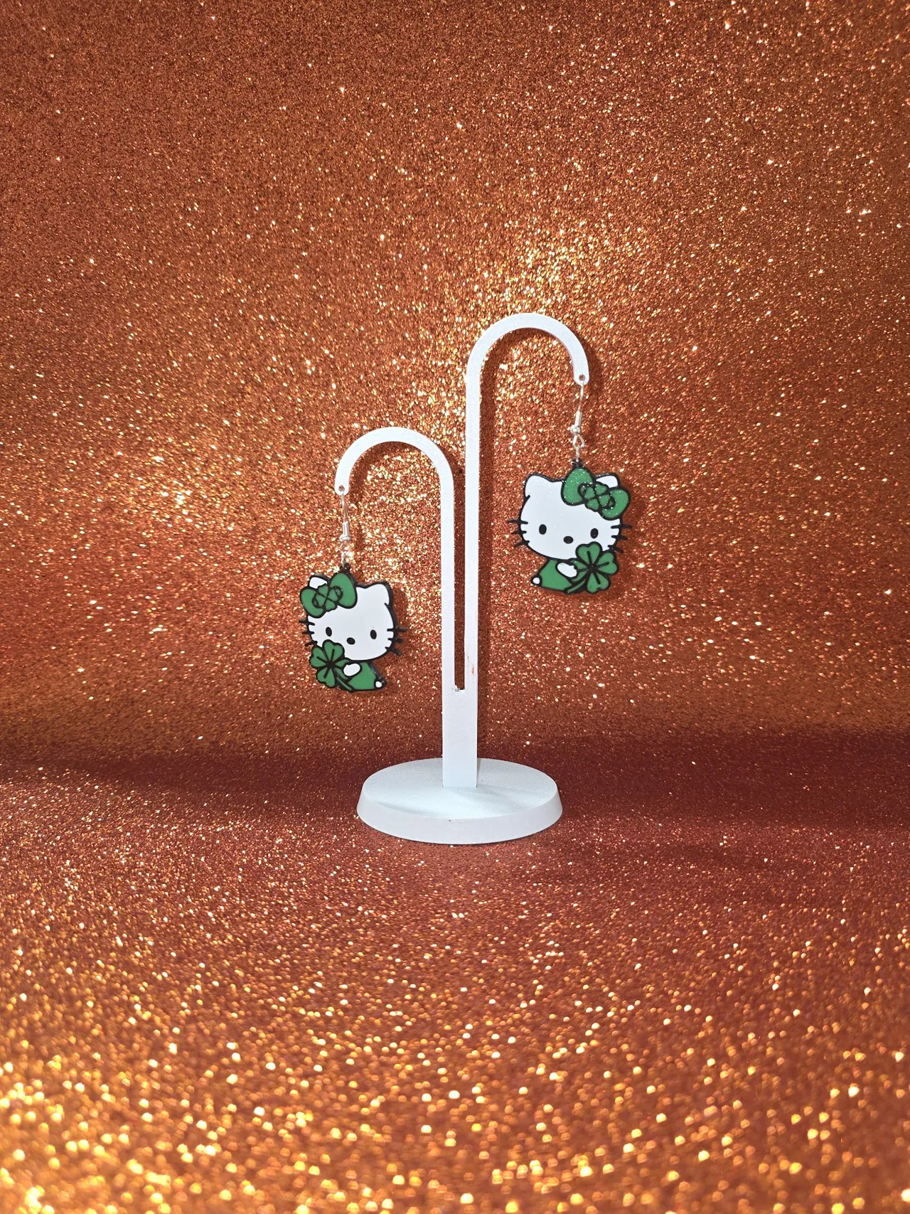 Hello Kitty St. Patrick day earrings view 3
