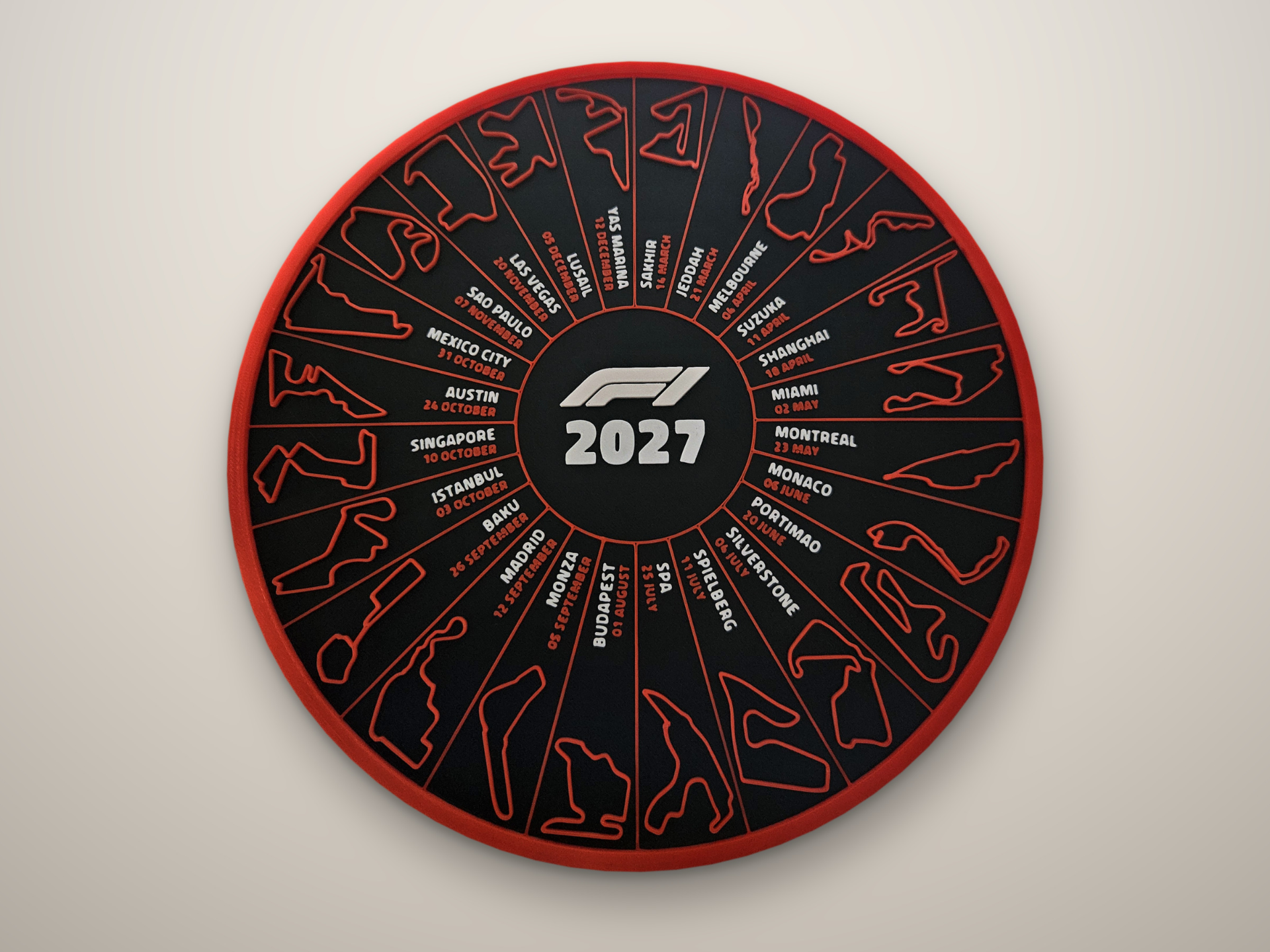 F1 Calendar 2027 Round Dial, All 24 Tracks - 1
