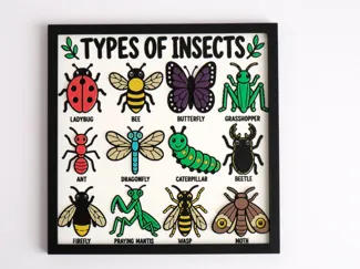 3D Printed Types of Insects Wall Art (5HR Print)