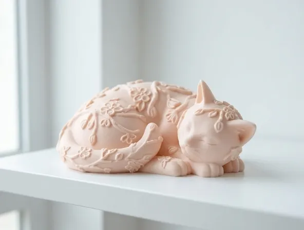 Sakura Cat Sculpture - Cute Floral Cat Decor