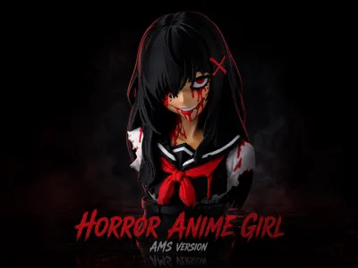 Horror Anime Girl Bust - Bloody Schoolgirl Statue