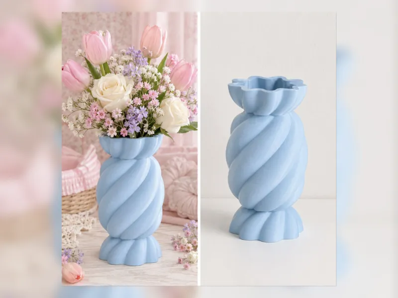 Blue Spiral Candy Vase
