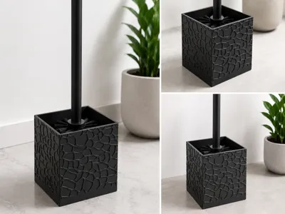 Stone effect toilet brush holder for bathroom 