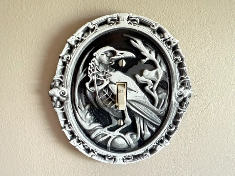 Gothic Skeleton Bird Light Switch Cover