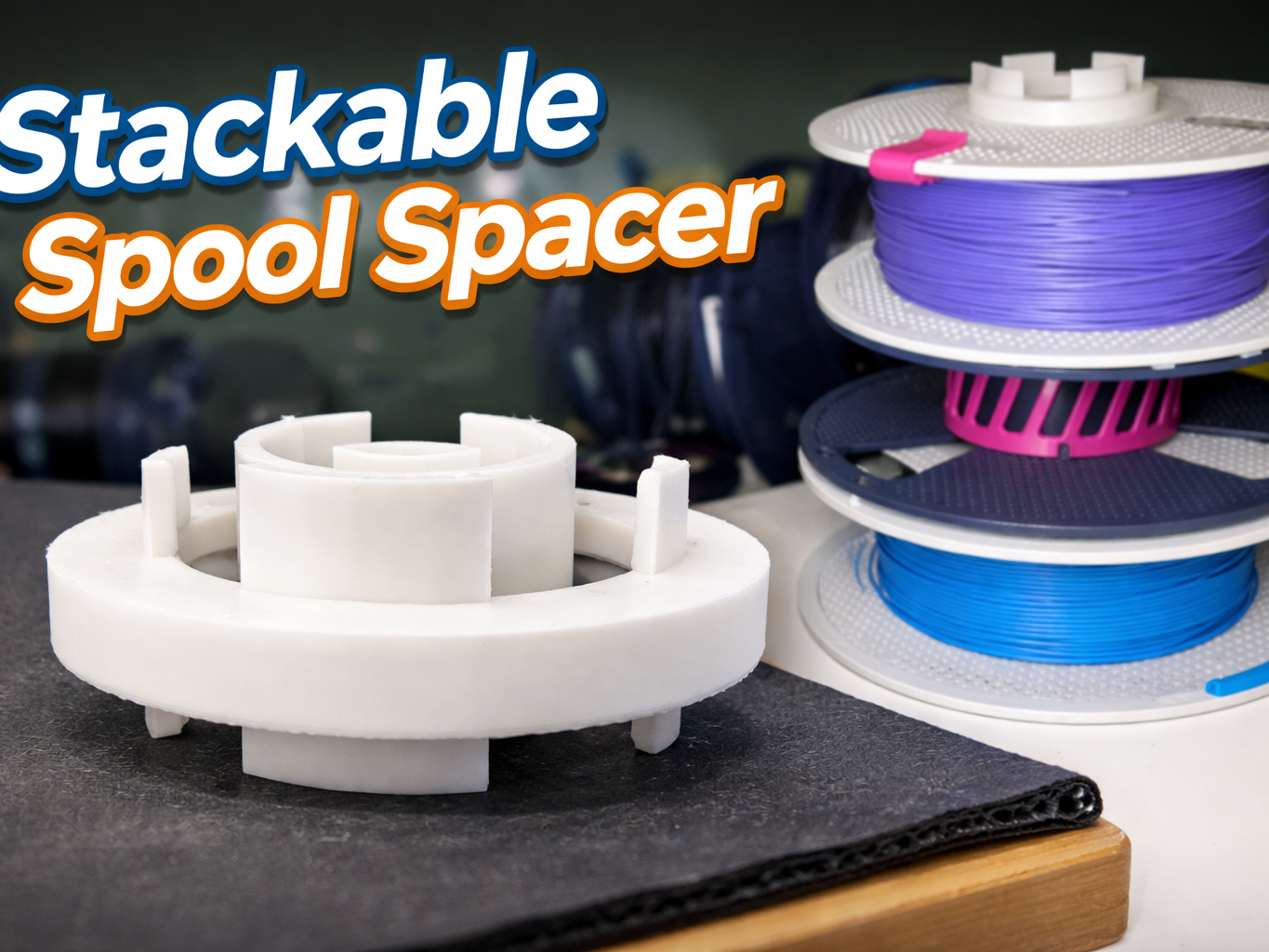Vertical Stackable Filament Spool Spacer/Holder V2