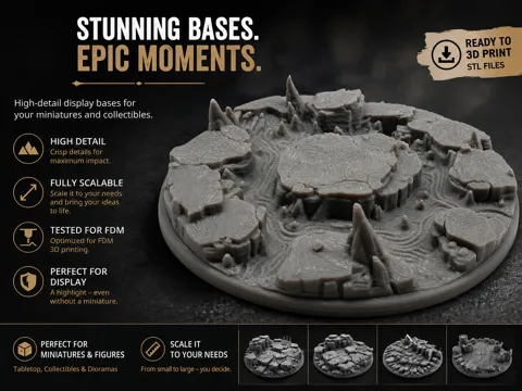 Escenografía en miniatura: Base|Terrain|Diorama - Magma Flow — referencia de MakerWorld
