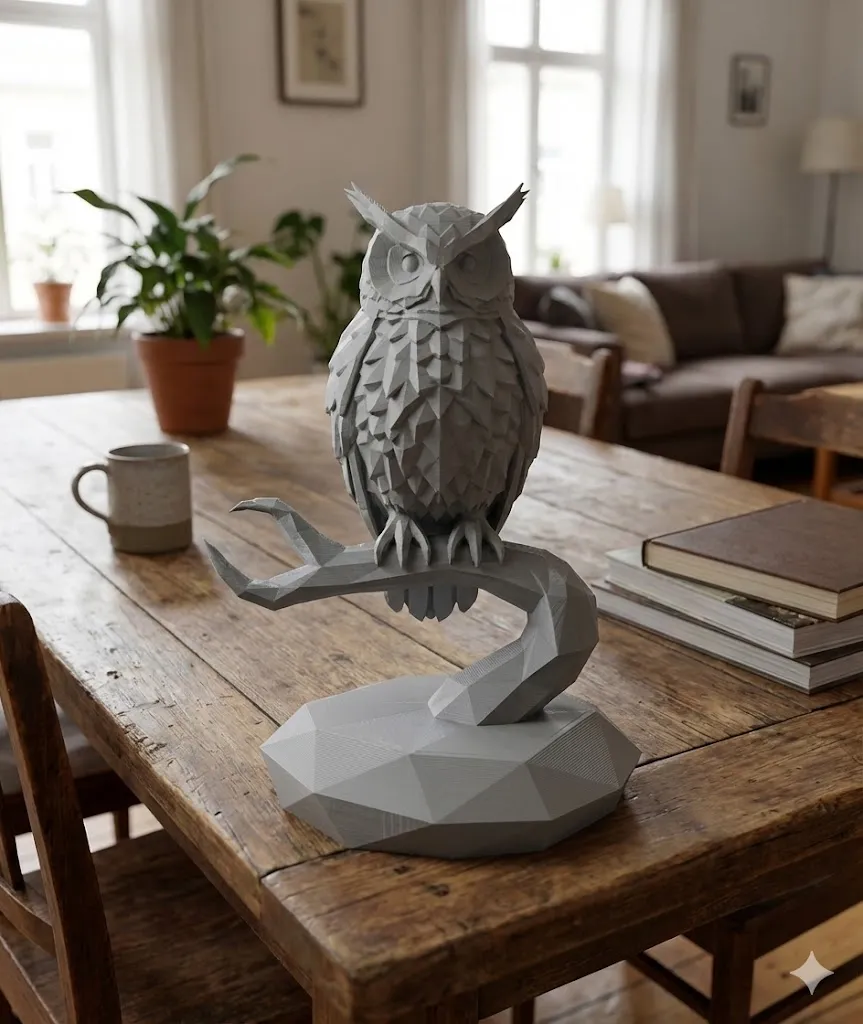 Realistic Owl Perched on Branch – Stunning Detai - Free 3D Print Model ...