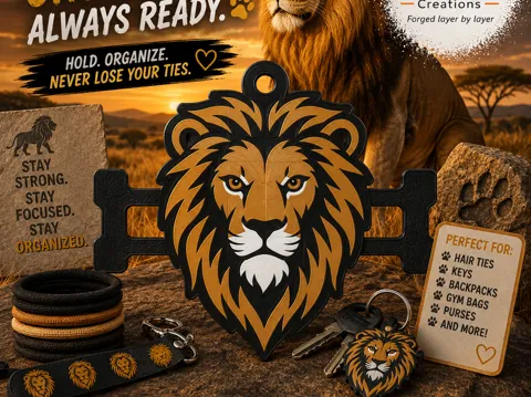 Accesorio para sujetar ligas de cabello: Lion Hair Tie Holder Keychain — referencia de MakerWorld