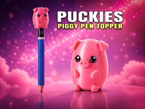 Caja o estuche: Cute Piggy Pen Topper (Puckies Collection) — referencia de MakerWorld