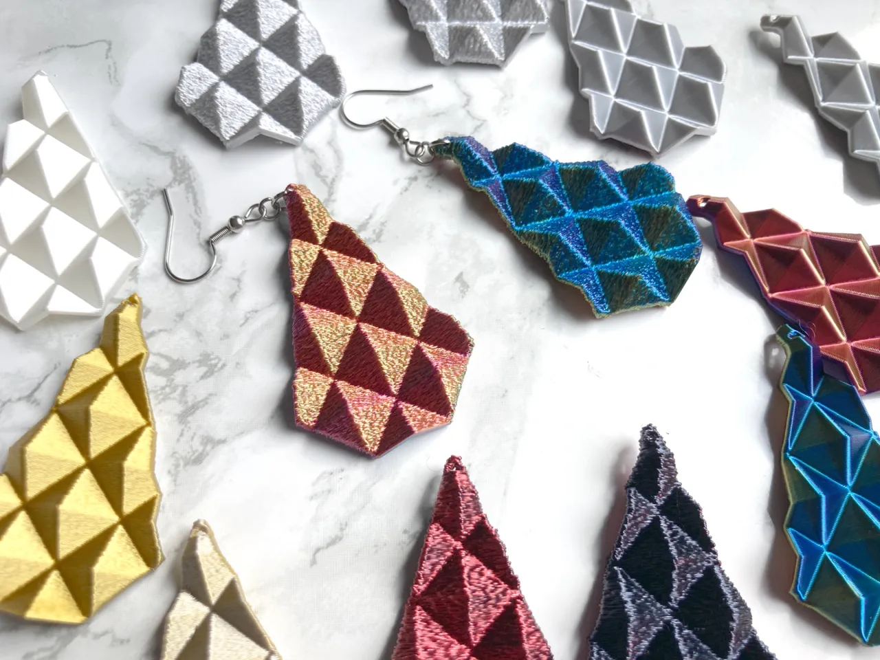 Pyramid Faceted Earrings - Smooth or Fuzzy Skin view 3