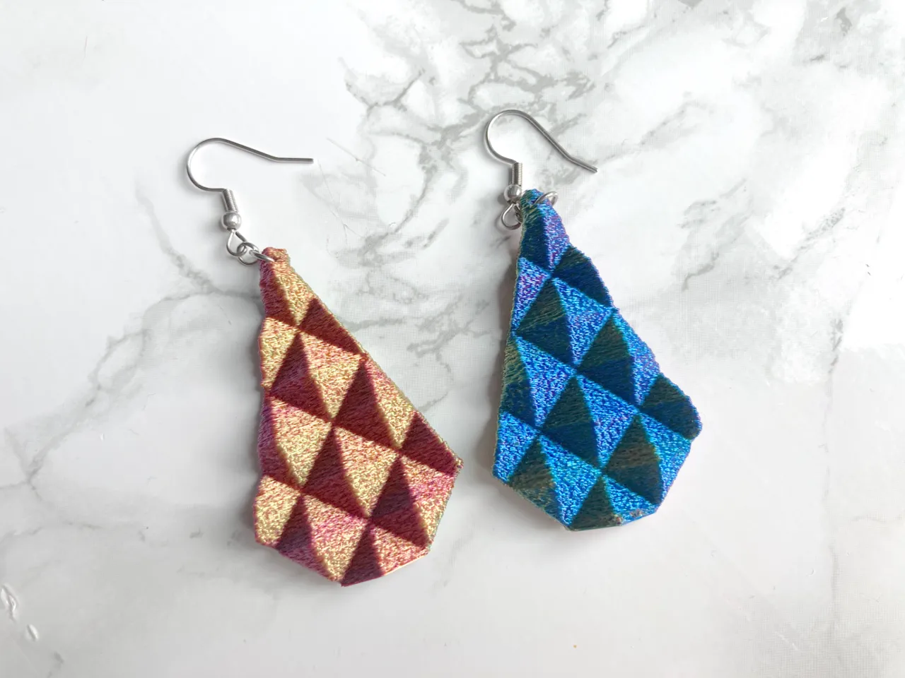 Pyramid Faceted Earrings - Smooth or Fuzzy Skin view 4