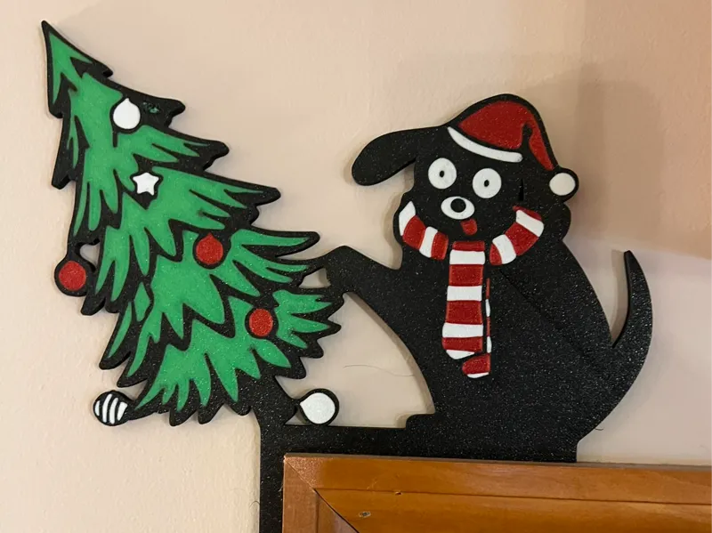Dog vs Christmas Tree Door Corner