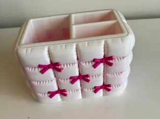 Quilted Bow Makeup Organizer Brush Holder 2 colors