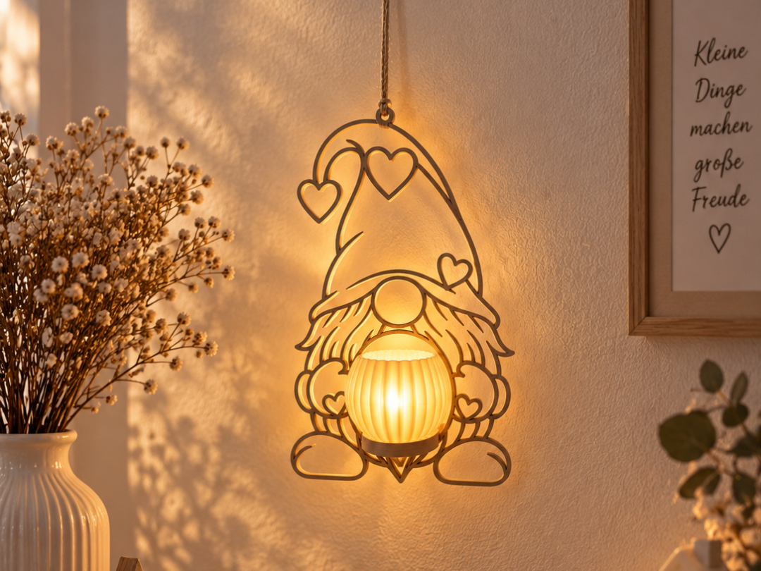 Wichtel hängend oder stehend mit licht/ Gnome - 1