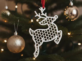 Honeycomb Reindeer Christmas Ornament