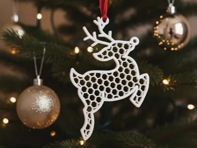 Honeycomb Reindeer Christmas Ornament