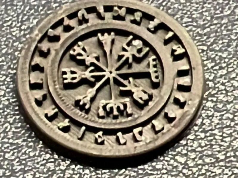 Vegvísir Coin with runes